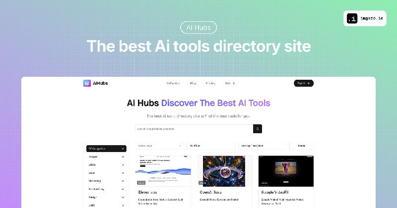 📢导航站收录更新通知！#AI·工具集 #AI新时代站点名称: AiHubs描述: 综合AI导向站，找到最好的 AI 工具，让您的工作和生活更轻松链接: 