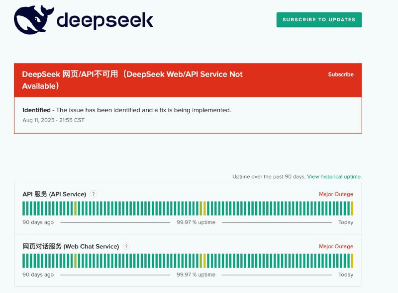 DeepSeek 崩溃了deepseek status🍀频道 🍵茶馆 📮投稿via 科技圈🎗在花频道📮 - Telegram Channel