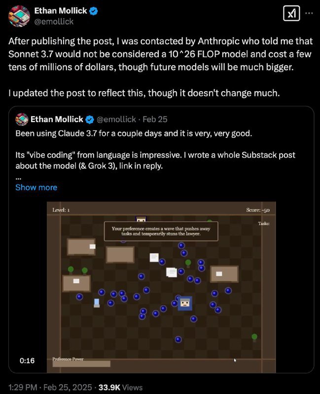 Anthropic 表明Claude 3.7 Sonnet 训练成本相对较低Anthropic最新旗舰AI模型Claude 3.7 Sonnet的训练成本仅为“数千万美元”，计算能力低于10^26 FLOPs