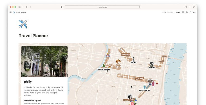 #在线工具 #AI #地图🗺PamPam - 一款在线的交互式地图制作工具📄 进入网页，输入“东京三日游”，然后 PamPam 就会自动为你生成旅游路线地图你还可以为地图添加标记和图片等信息，适合用作旅游攻略，效果美观还可以随时向 AI 提问和多人协作📮投稿 📢频道 💬群聊 🔎索引via 极客分享 - Telegram Channel