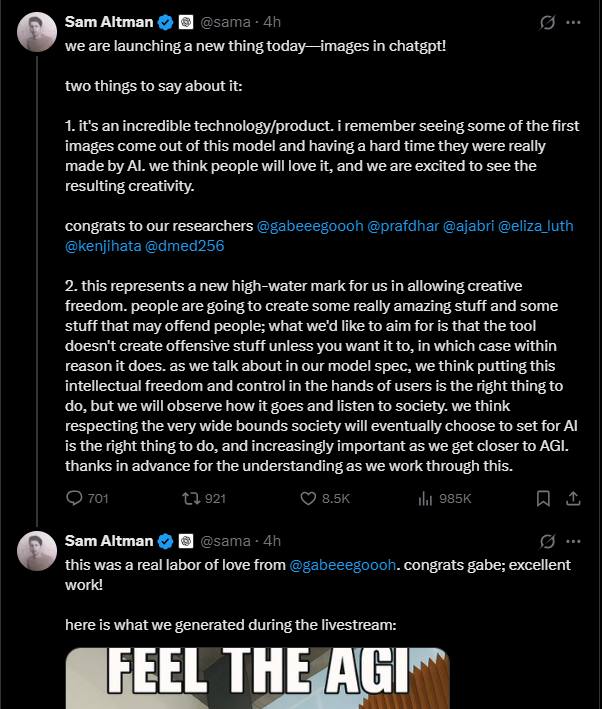OpenAI发布新文生图模型3月25日，OpenAI对GPT-4o和Sora进行了重大更新，提供了全新文生图模型