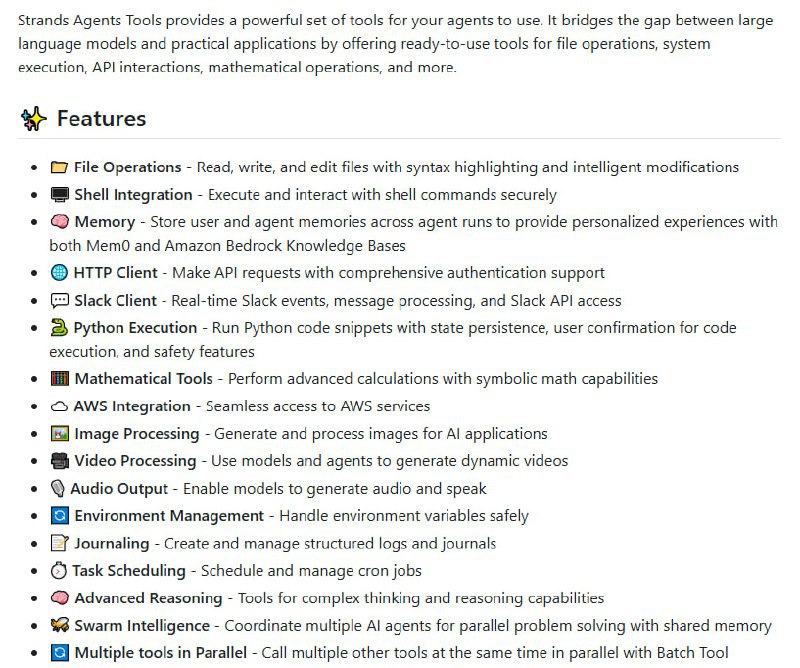 Strands Agents Tools：为AI Agent提供强大工具集，轻松构建智能Agent