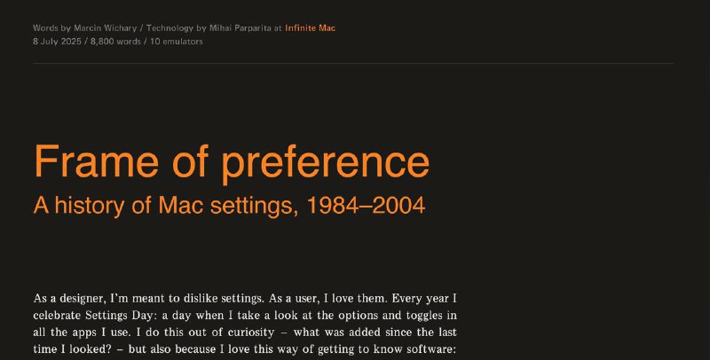 文章推荐 —— Mac控制面板变迁史🖥️ 你是否好奇，Mac的“设置”是怎么一步步演化成今天这样？本文带你穿越40年，见证从1984年初代Mac Control Panel的极简美学，到90年代功能爆炸、界面混乱的“百宝箱”，再到21世纪Aqua时代的精致统一，每一个变化都藏着设计师的犹豫与妥协🧭 这不仅是一次UI设计的进化史，更是一场关于“选择权”与“秩序”的拉锯战