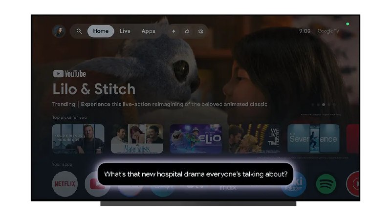 Google宣布旗下Gemini AI助手已正式登陆Google TV智能电视平台，首批支持设备为TCL新发布的QM9K系列电视，后续年内将扩展至更多搭载Google TV系统的电视和流媒体盒