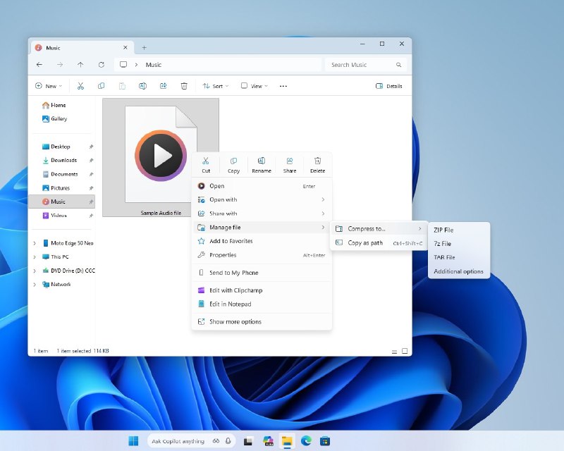 实测Windows全新右键菜单：占用空间更少、性能仍待优化微软在最新的Windows 11 Insider Preview Build 26220.7271中，为文件资源管理器的右键菜单带来了期待已久的更新