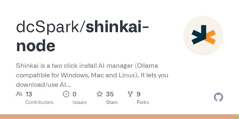 #AI #LLM Shinkai 是一个双击安装 AI 管理器（Ollama 与 Windows、Mac 和 Linux 兼容）