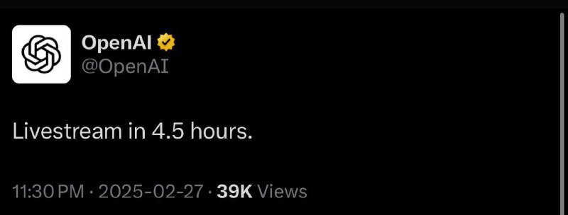 OpenAI 将于北京时间凌晨4点开启直播OpenAI📮投稿 ☘️频道 🌸聊天 🗞️𝕏via 科技圈🎗在花频道📮 - Telegram Channel