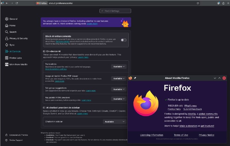 拒绝被 AI “绑架”：Firefox 148 正式版上线，赋予用户一键屏蔽 AI 权在各大浏览器厂商争相塞入 AI 功能的当下，Mozilla 却反其道而行之，选择了将选择权还给用户