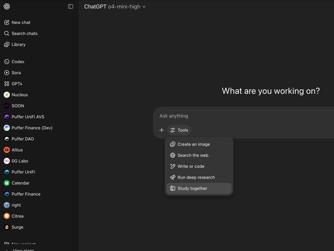 ChatGPT 正在测试一项名为“一起学习”的神秘新功能一些 ChatGPT 订阅者报告说，他们的可用工具下拉列表中出现了一项名为“一起学习”的新功能