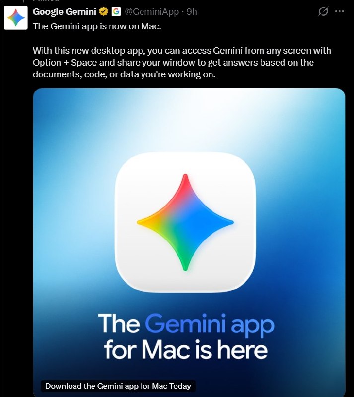 谷歌Gemini Mac版来了，三大AI全部登陆苹果桌面，抢占入口的战争打响AI桌面入口的争夺，终于凑齐了三家主角