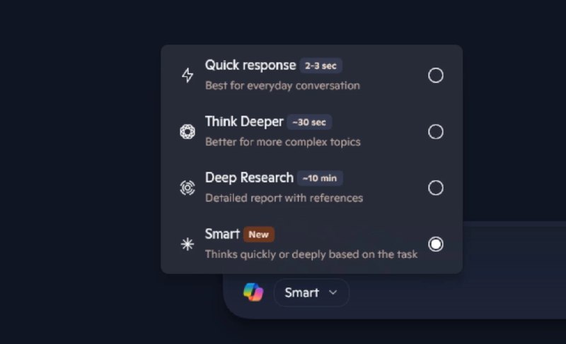 Microsoft Copilot 测试“智能”模式 GPT-5可能在其中发挥作用微软提供多种模式，让用户自定义 Copilot 的行为