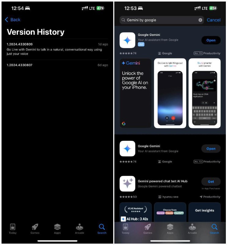 独立“Google Gemini”应用现身iPhoneiPhone上的“Google Gemini”独立应用现已在菲律宾App Store上线，支持Gemini Live功能