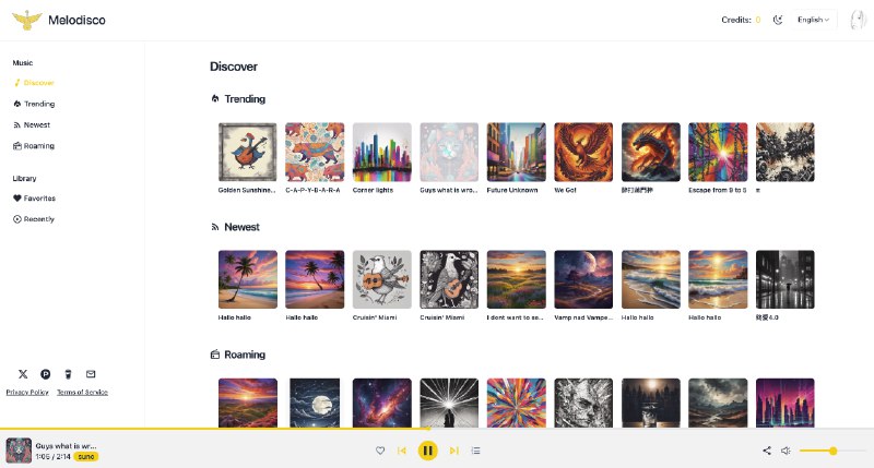 Melodisco：AI 版的网易云音乐 一个开源的 AI 播放器 收录了 30 万首 AI 歌曲Melodisco 是一个基于 AI 的音乐播放器项目，该项目最初的目标是创建一个 AI 版的网易云音乐，现已收录了 30 万首 AI 歌曲