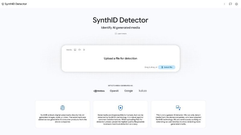 ↩️🖼 谷歌向全球用户开放 AI 内容检测工具在花🎗️科技圈:🤖O penAI 开始给 ChatGPT 图片加上 Google SynthID 水印 ChatGPT、Codex 和 OpenAI API 生成的图像，现在会同时带上 C2PA 元数据和 Google 的 SynthID 水印