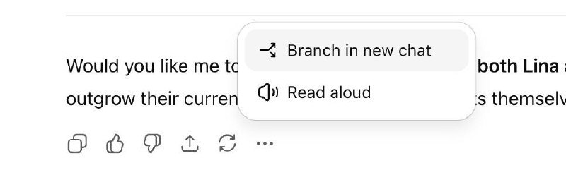 #Update #ChatGPTChatGPT 现已支持从对话的任一部分开始创建分支