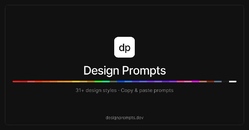 #prompt #AI #前端🪄 Design Prompts - 31 种 AI 网页设计风格提示词模板网站提供了 31 种风格迥异的网页设计风格，每种风格都有对应的 AI 提示词