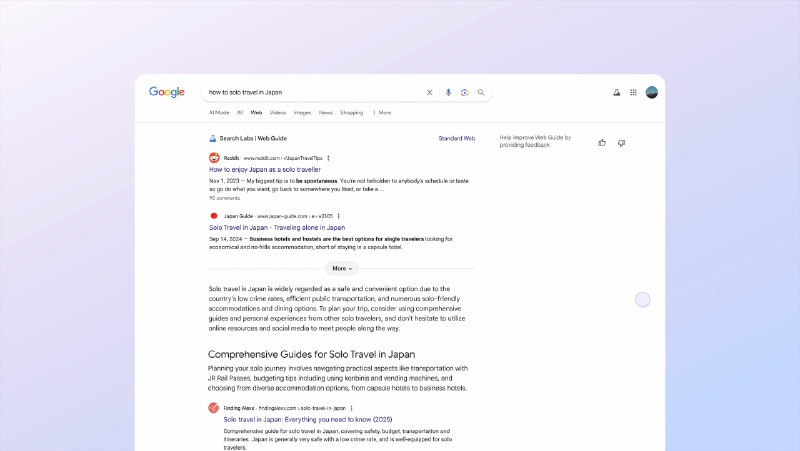 新的Google Web Guide功能可使用AI来组织您的搜索结果页面Google发布了一项名为“Web Guide”的实验性新功能，该功能利用人工智能来整理Google搜索结果页面