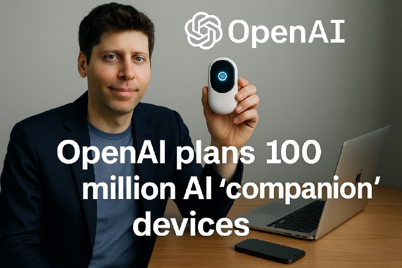 小互: OpenAI计划推出1亿台AI“伴侣”设备目标明年年底前发货据华尔街日报报道，奥特曼向员工预览了他们正与苹果公司前设计师Jony Ive合作开发的AI硬件设备