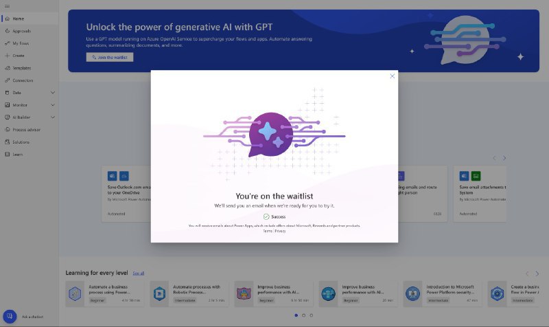 融合了GPT的Power Automate即将到来，现在可以加入等待列表了via Danielbility🗒 标签: #GPT #微软 #Waitlist📢 频道: @GodlyNews1🤖 投稿: @GodlyNewsBotvia Yummy 😋 - Telegram Channel (author: Yummy 投稿机器人)融合了GPT的Power Automate即将到来，现在可以加入等待列表了via Danielbility🗒 标签: #GPT #微软 #Waitlist📢 频道: @GodlyNews1🤖 投稿: @GodlyNewsBotvia Yummy 😋 - Telegram Channel (author: Yummy 投稿机器人)
