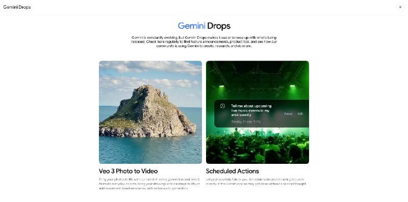 Google推出Gemini Drops 用于展示AI新品Google宣布将推出一个名为“Gemini Drops”的内容页，每月发布更新内容，并分享如何充分利用其 AI 聊天机器人的技巧