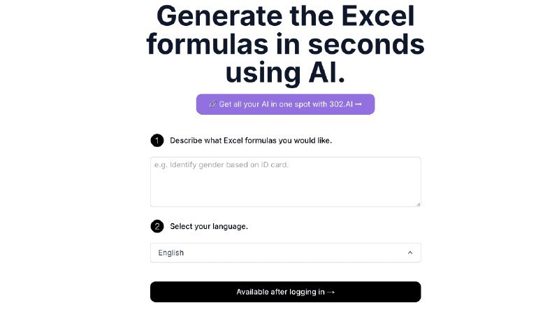 👉 名称：smartexcel🤖 类型：🕸网站👏 介绍：使用 AI 在几秒钟内生成 Excel 公式的工具