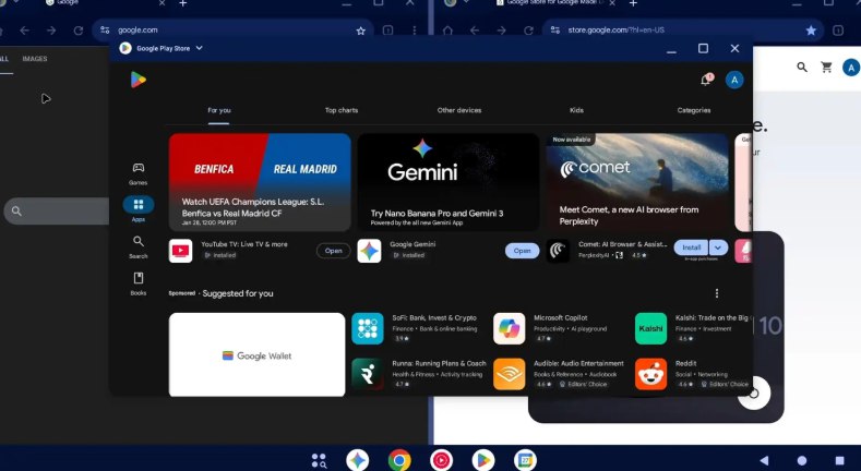 谷歌 Aluminum OS 界面首曝：Android 与 ChromeOS 深度融合，Gemini AI 坐镇 C 位据9to5Google 消息，谷歌在处理 Chromium 问题追踪器（Issue Tracker）的一份错误报告时，意外泄露了代号为“ALOS”(Aluminum OS)的全新安卓桌面界面全貌