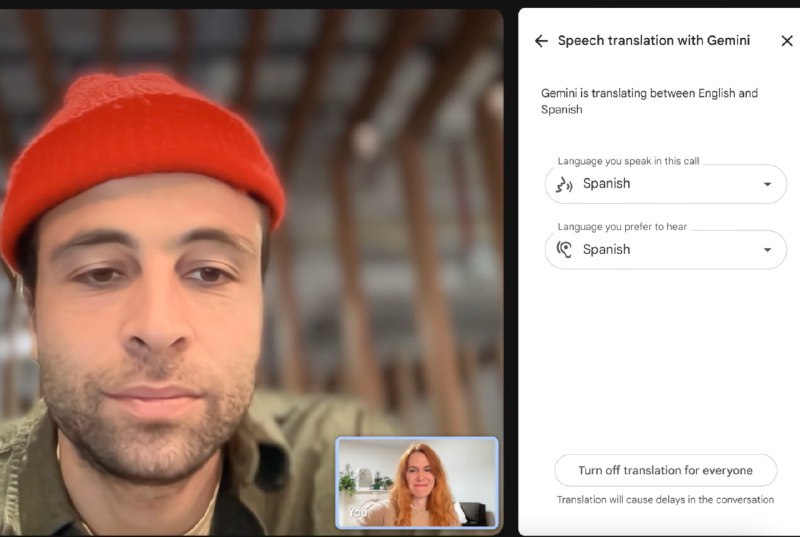 Google Meet 现在可以将与会者说的话翻译成其他语言Google表示，AI 生成的翻译将保留原有的声音、语调和表情