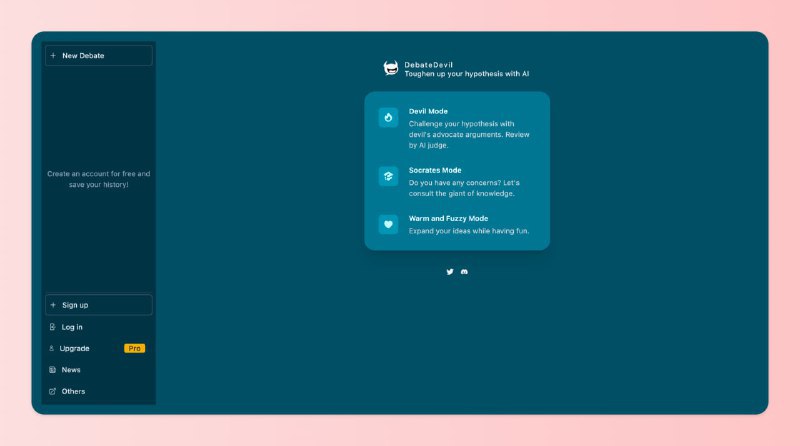 #AI应用Debate Devil : 一个AI辩论练习应用帮助用户练习辩论、挑战想法和扩展思维的 AI 聊天平台