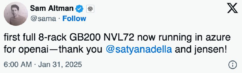 🚀微软Azure部署首套NVIDIA Blackwell系统，助力OpenAI性能飞跃微软Azure首次部署NVIDIA Blackwell 